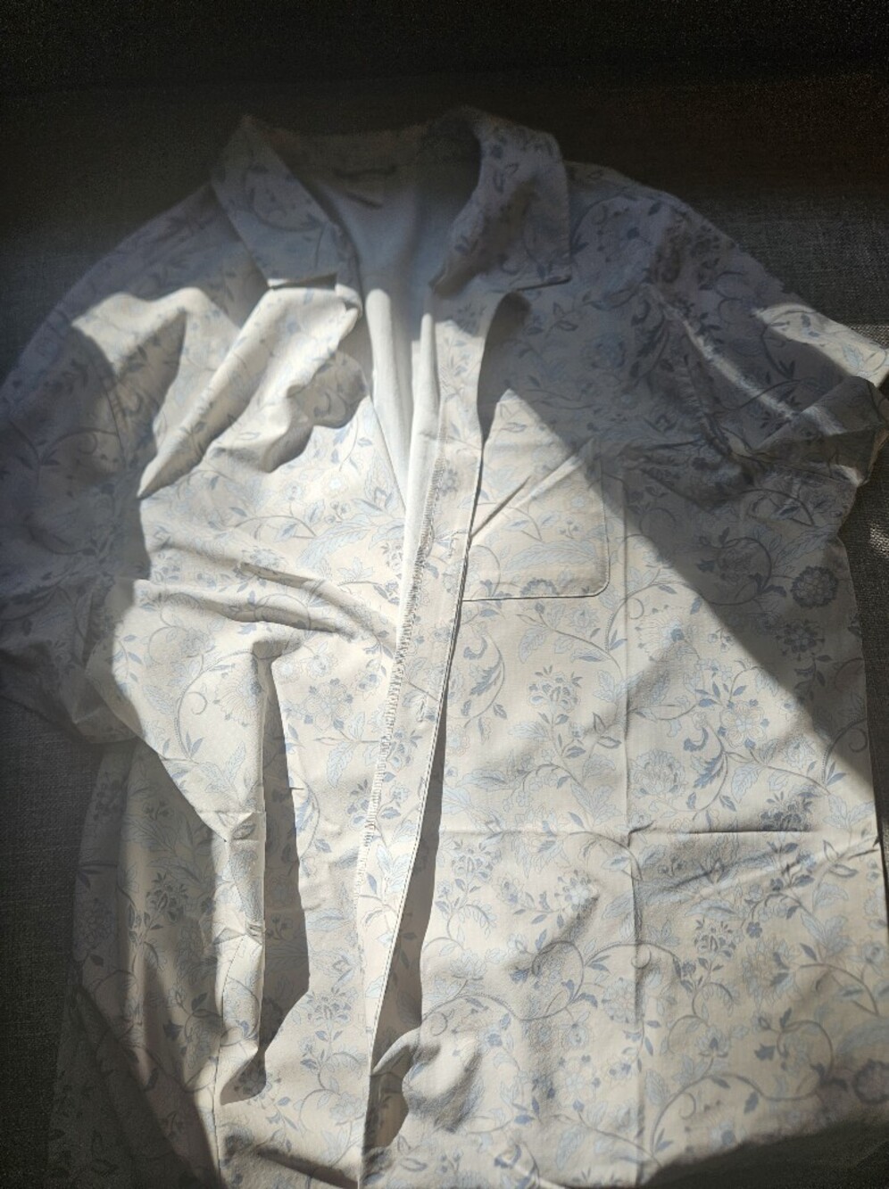 all in motion Floral Print Men's Camp Shirt in Light Blue and Cream